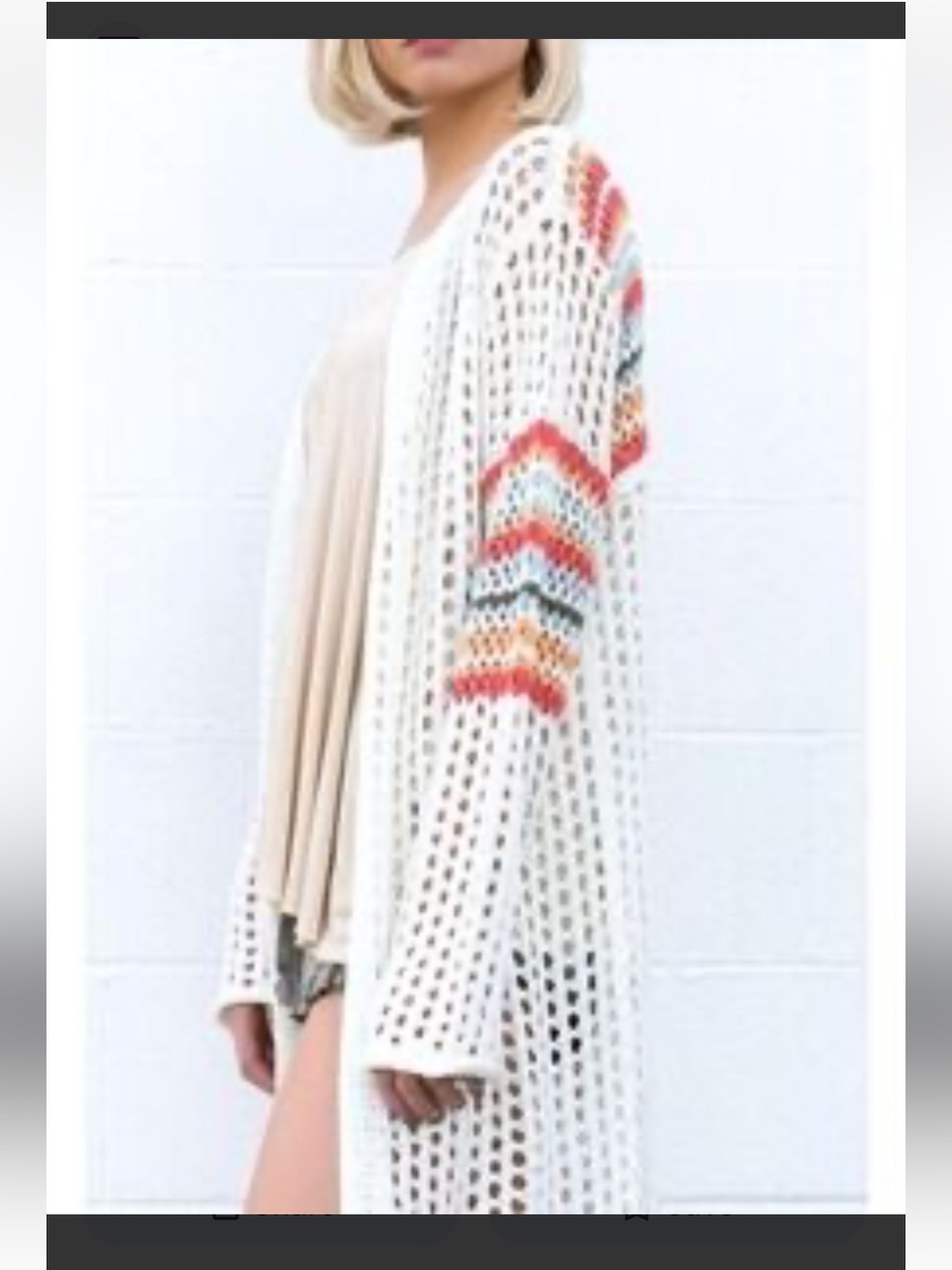 POL Ivory Crochet Duster‎ Cardigan